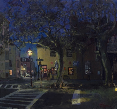 Charleston at night oil pastel, paper, 58x76cm, 2020 — Elena's Gallery