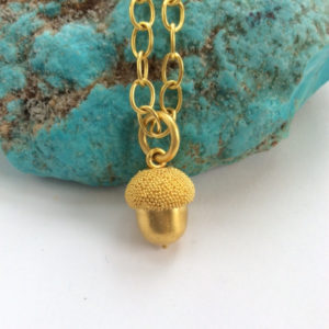 Small Gold Acorn Pendant with Granulated Top