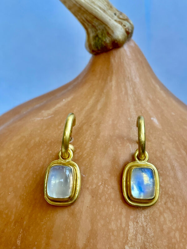 Rectangle Moonstone Earrings - Image 2