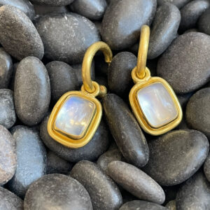 Rectangle Moonstone Earrings