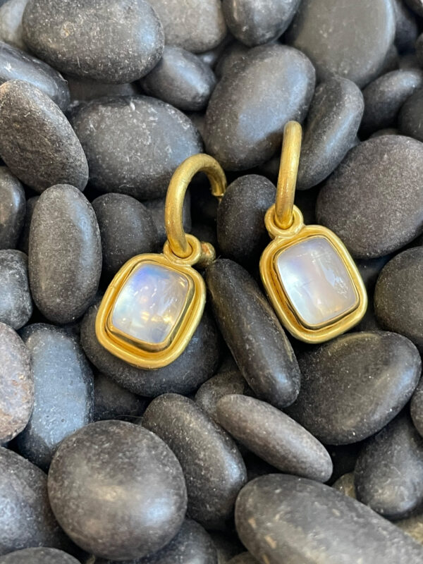 Rectangle Moonstone Earrings