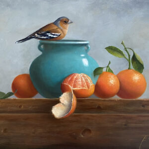 Chaffinch on Turquoise Vase